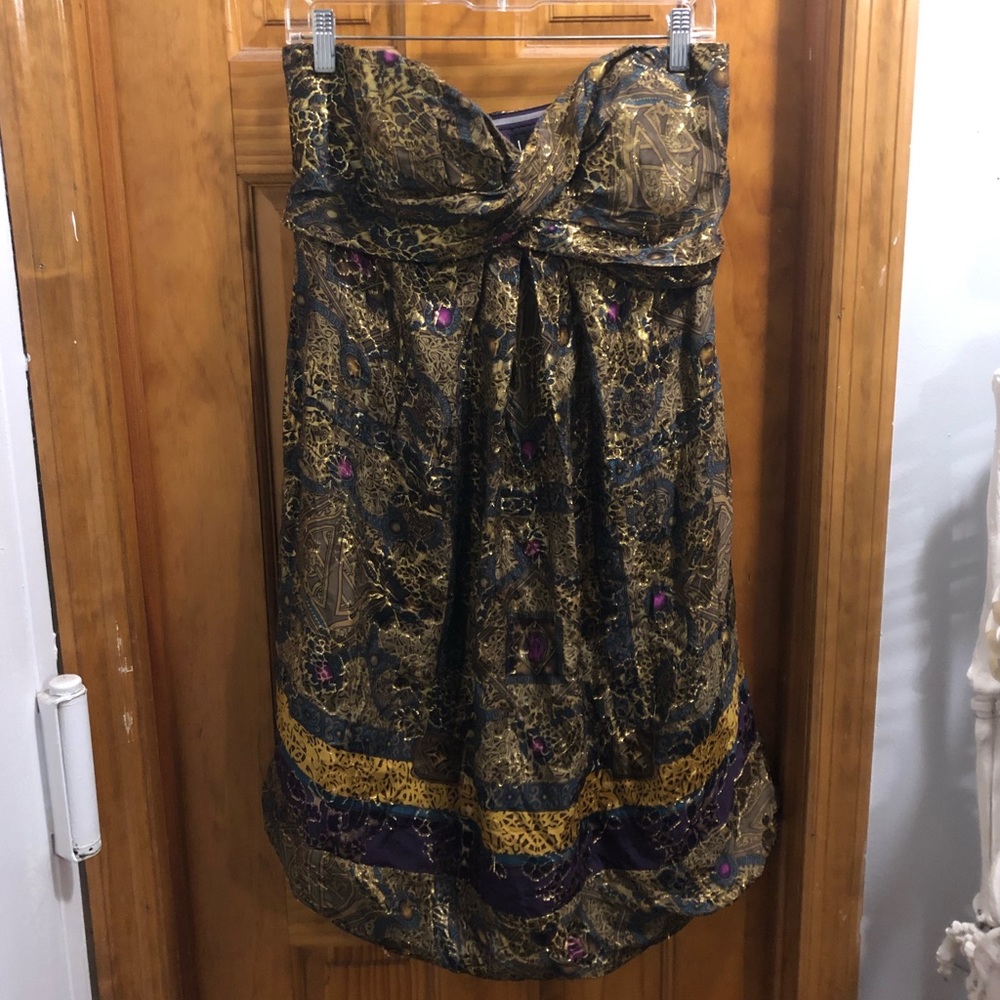 Nicole Miller strapless metallic dress